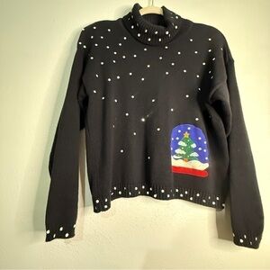 Richard Sport Vintage Black Turtleneck Holiday Sweater. 100% cotton. Sz S.